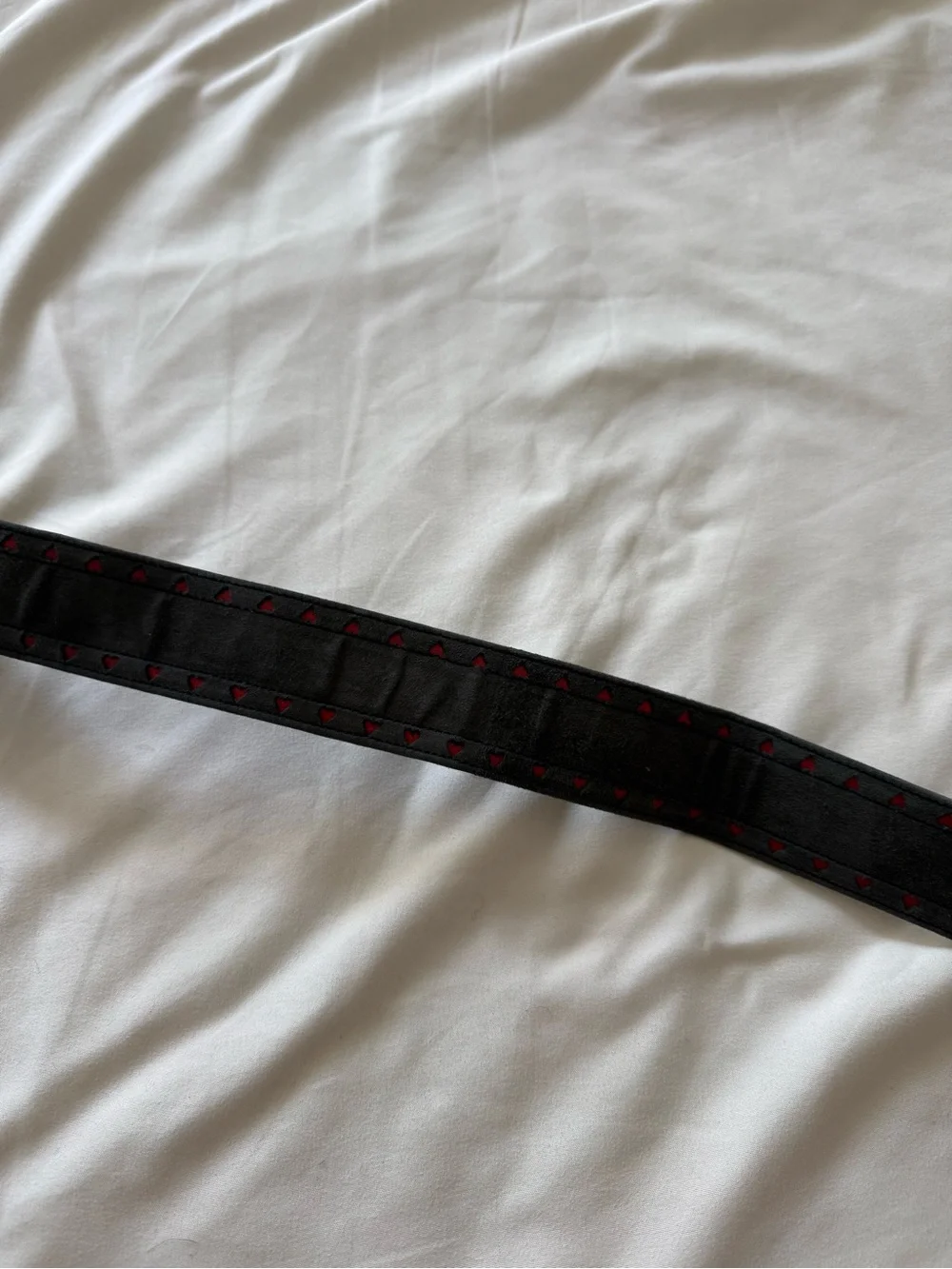 ESCADA | Vintage Black Leather Suede  Belt with Red Heart Detail - 38
